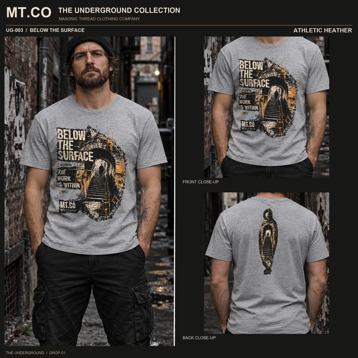 BELOW THE SURFACE Masonic Streetwear T-Shirt | UNDERGROUND