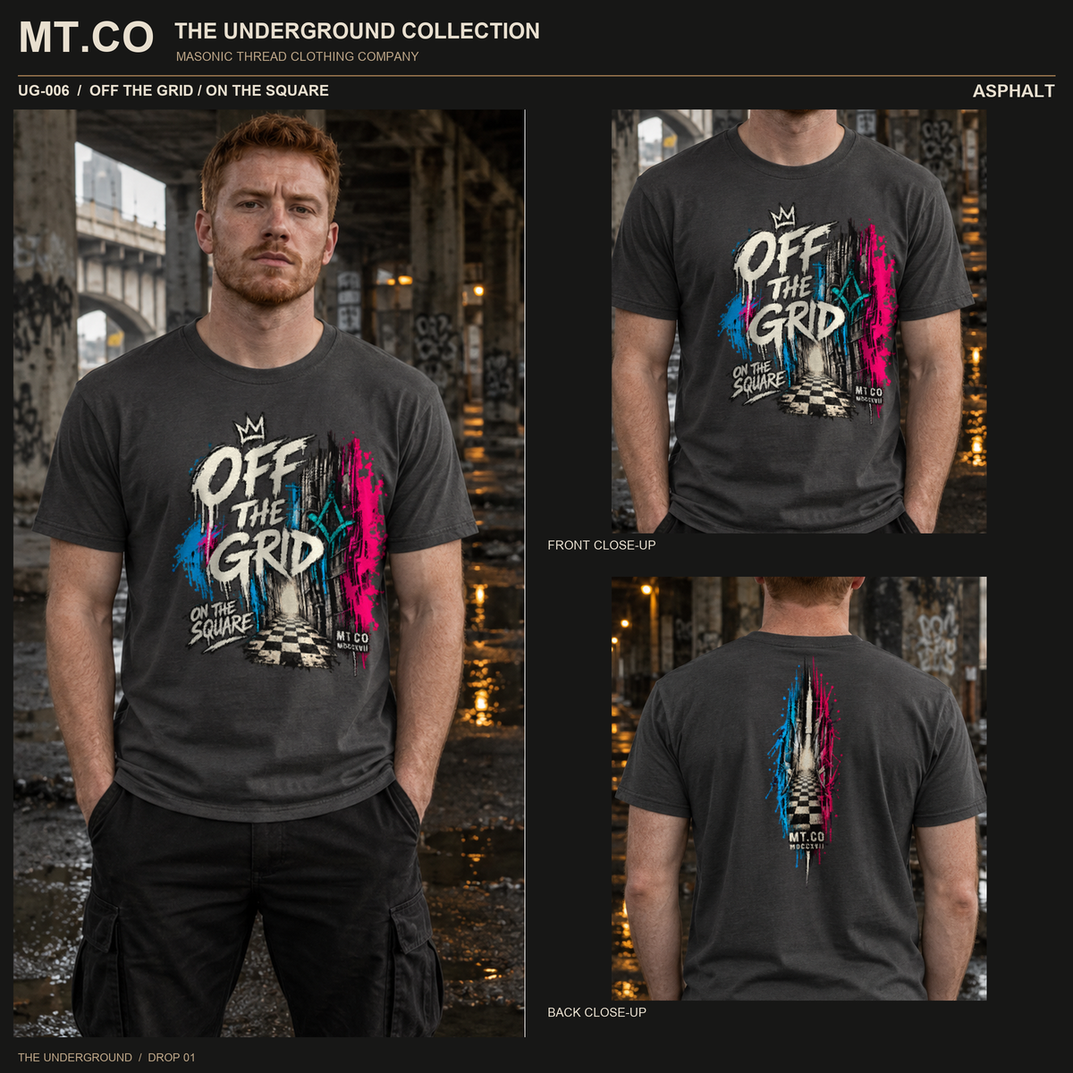 Off the Grid / On the Square Masonic Streetwear T-Shirt | UNDERGROUND