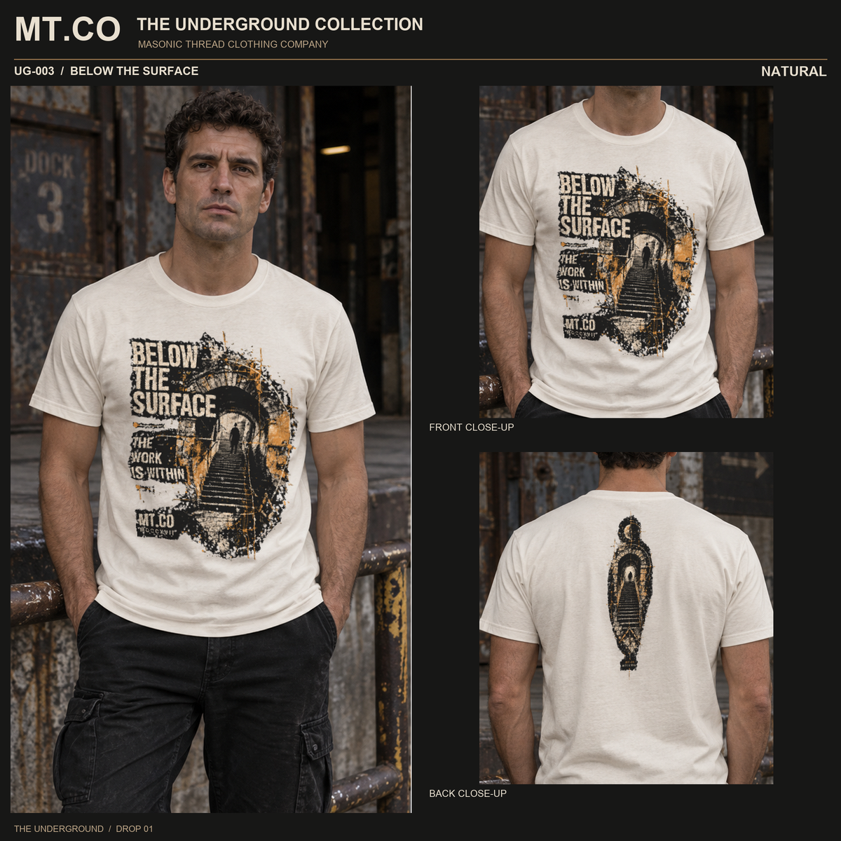 BELOW THE SURFACE Masonic Streetwear T-Shirt | UNDERGROUND