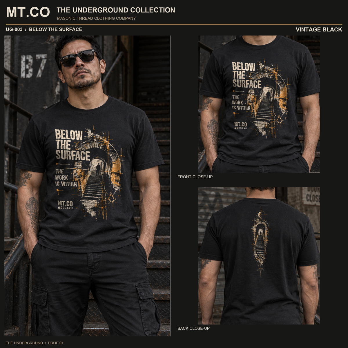 BELOW THE SURFACE Masonic Streetwear T-Shirt | UNDERGROUND