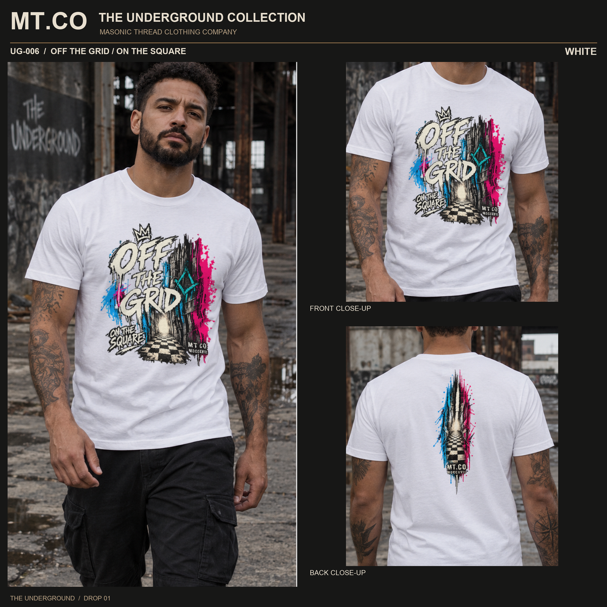 Off the Grid / On the Square Masonic Streetwear T-Shirt | UNDERGROUND
